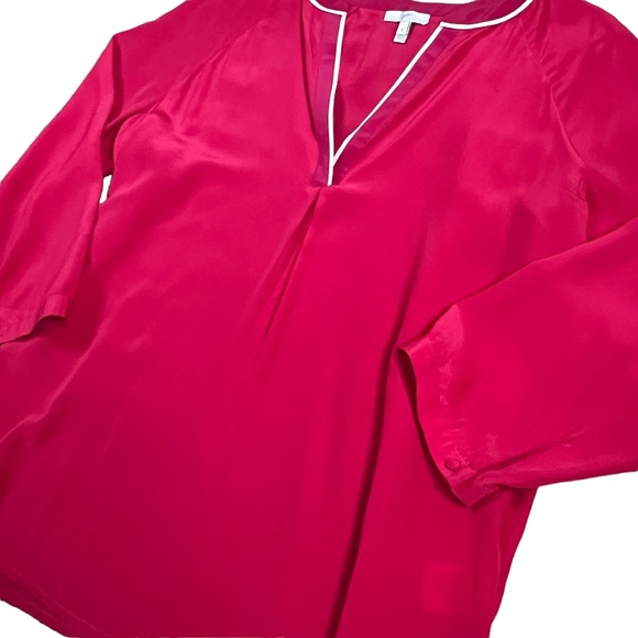 Joie Small Pink Silk V- Neck 3/4 Sleeve Blouse - Picture 5 of 8